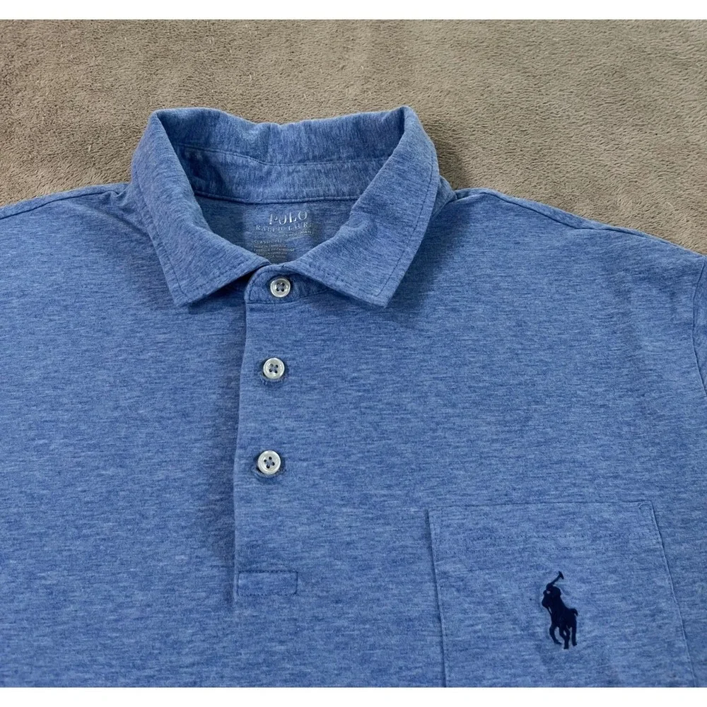 Polo Ralph Lauren Performance Polo Shirt Men's XL Blue Heather Classic Fit EUC